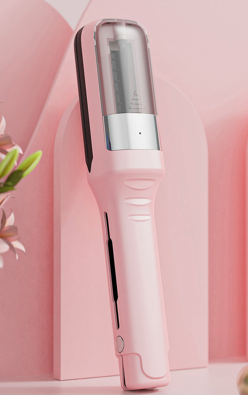Cortapuntas inalámbrico rosa de pie frente a un arco decorativo